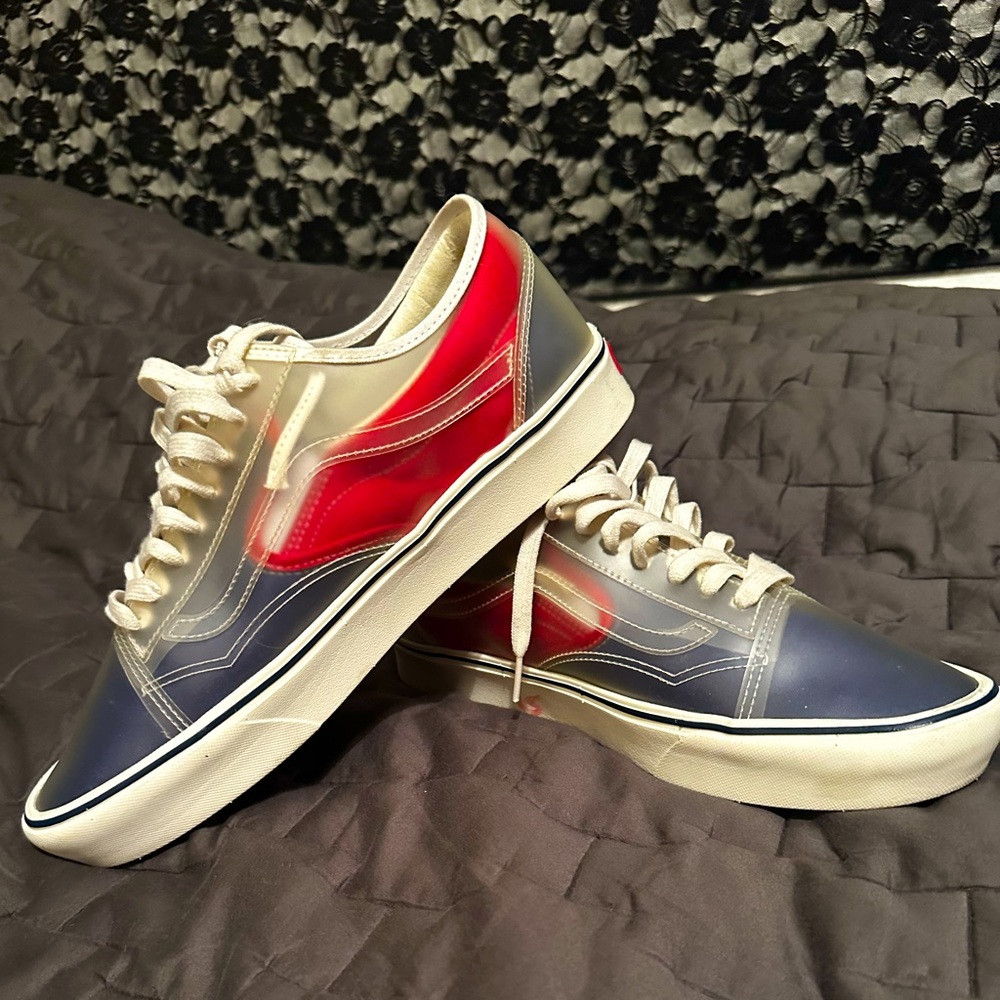 Vans Comfycush Slip-Skool Clear True Navy Red Mens 12